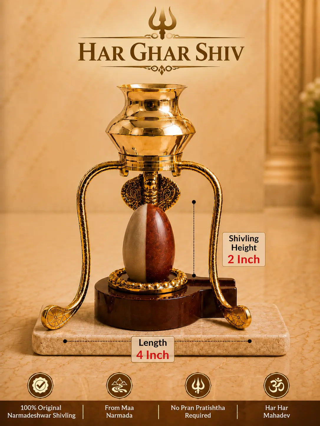 HAR GHAR SHIV premium gift box packaging for the Shivling set