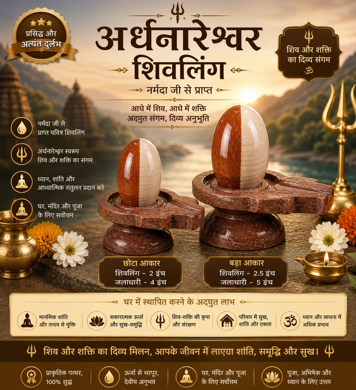 Ardhanarishwar Shivling – 100% Natural Narmdeshwar