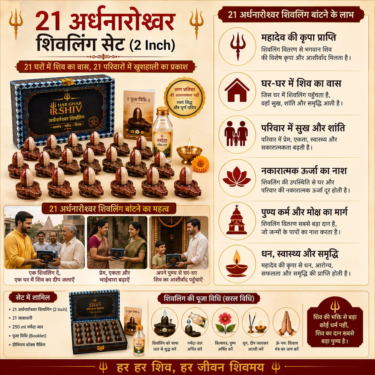 21 Shivlings for 21 Homes – Ardhanarishwar Set