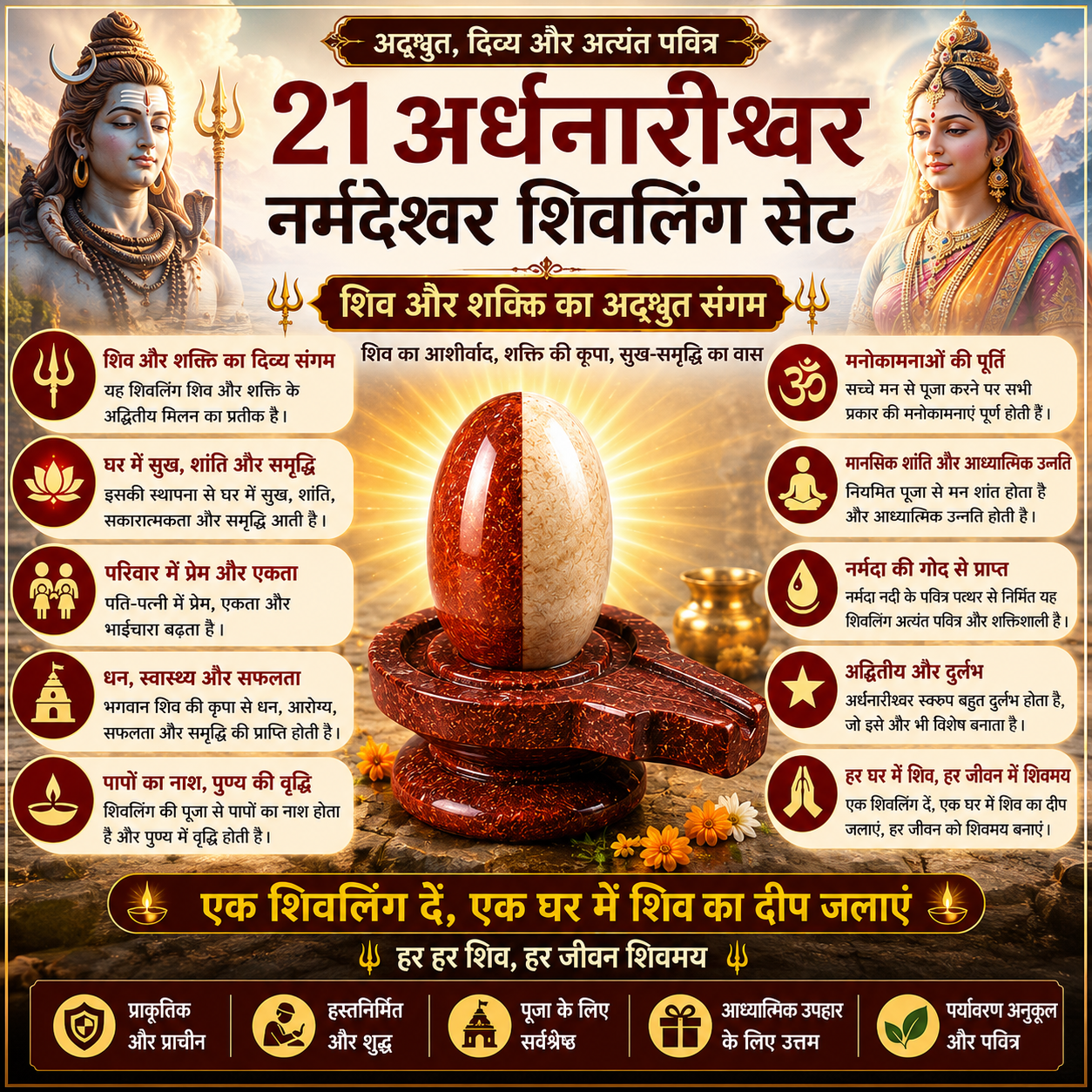 21 Shivlings for 21 Homes – Ardhanarishwar Set