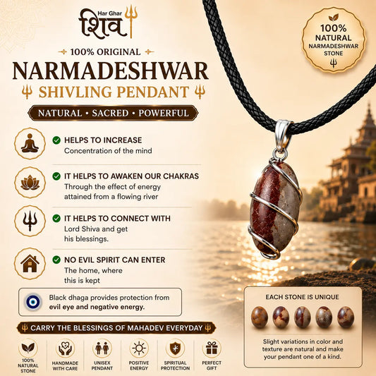 Narmadeshwar Shivling Pendant lifestyle shot showing natural stone detail