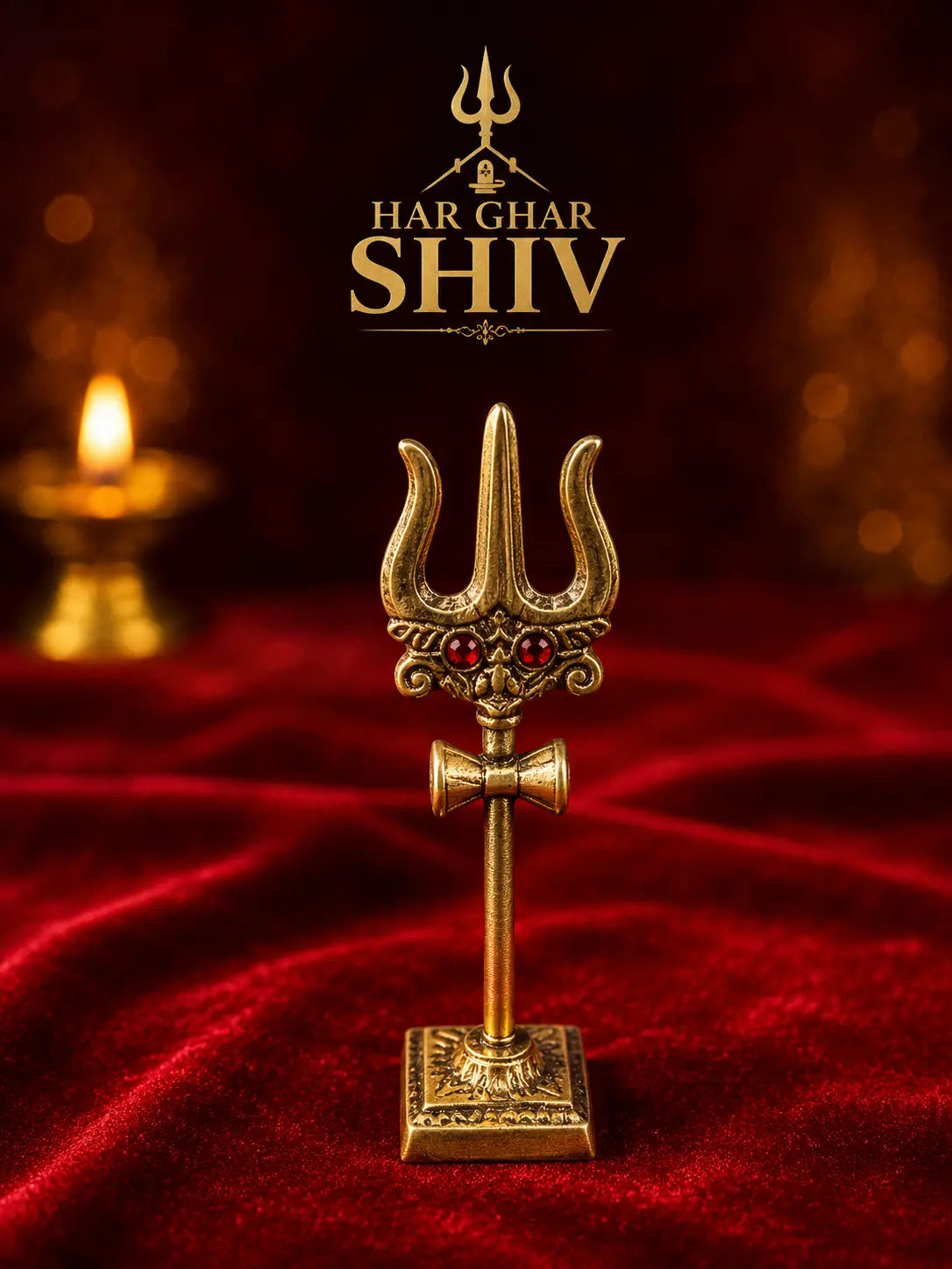 HAR GHAR SHIV Sawan Special Complete Shiv Pooja Kit with brass Kalash stand, Narmada jal, Trishul and bell