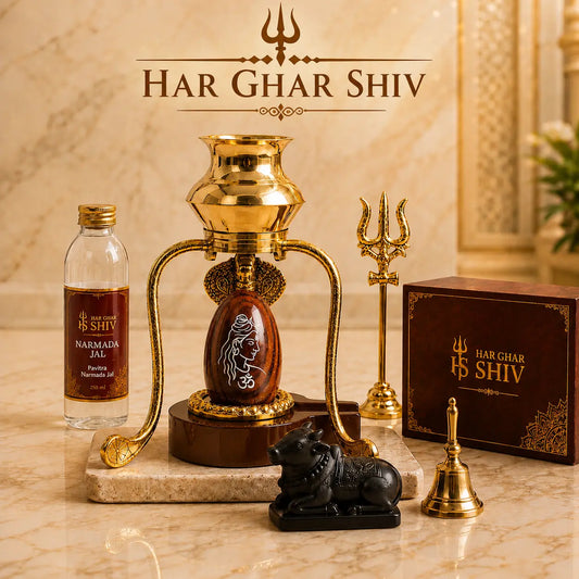 Original Narmdeshwar Shivling complete pooja set with Jaladhari, Kalash Stand and Narmada Jal